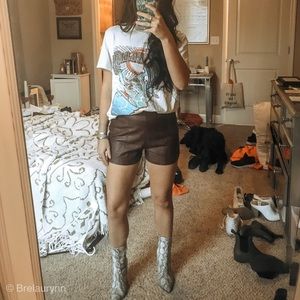 Maroon leather shorts